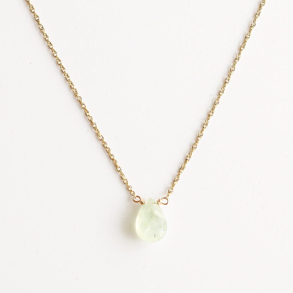 collier goutte préhnite verte pierre naturelle 