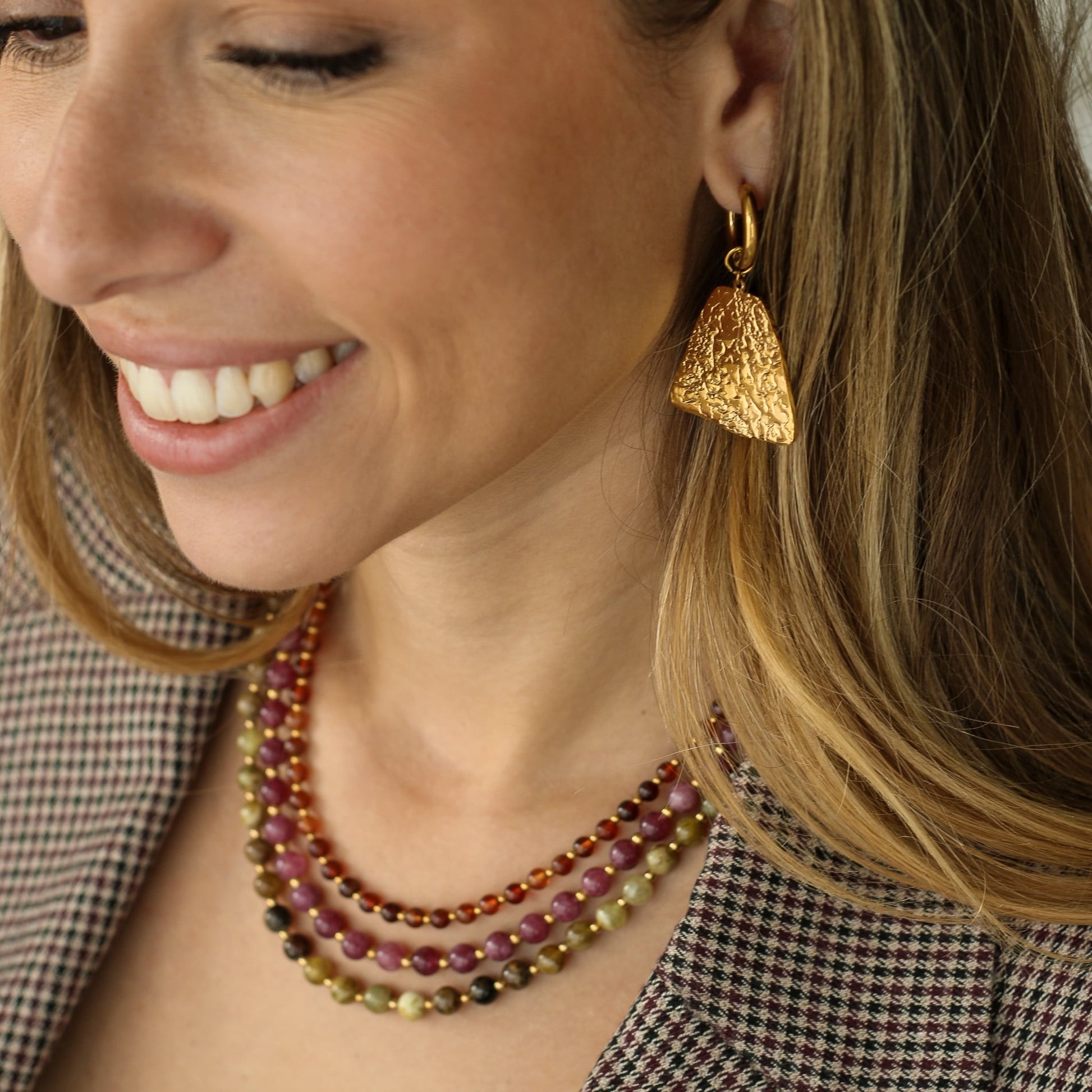 Collier Billie Grenat orangé fin - Mahny Jewelry fait main 