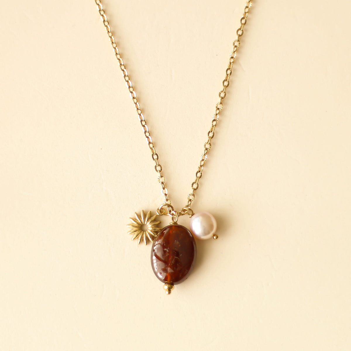 Collier Grenat orangé long