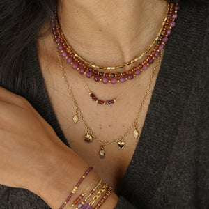 Collier hématite dorée, perles rectangles tendance