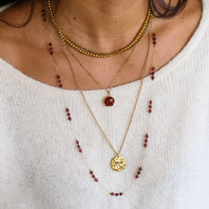 Collier fin Hématite perles facettées dorées