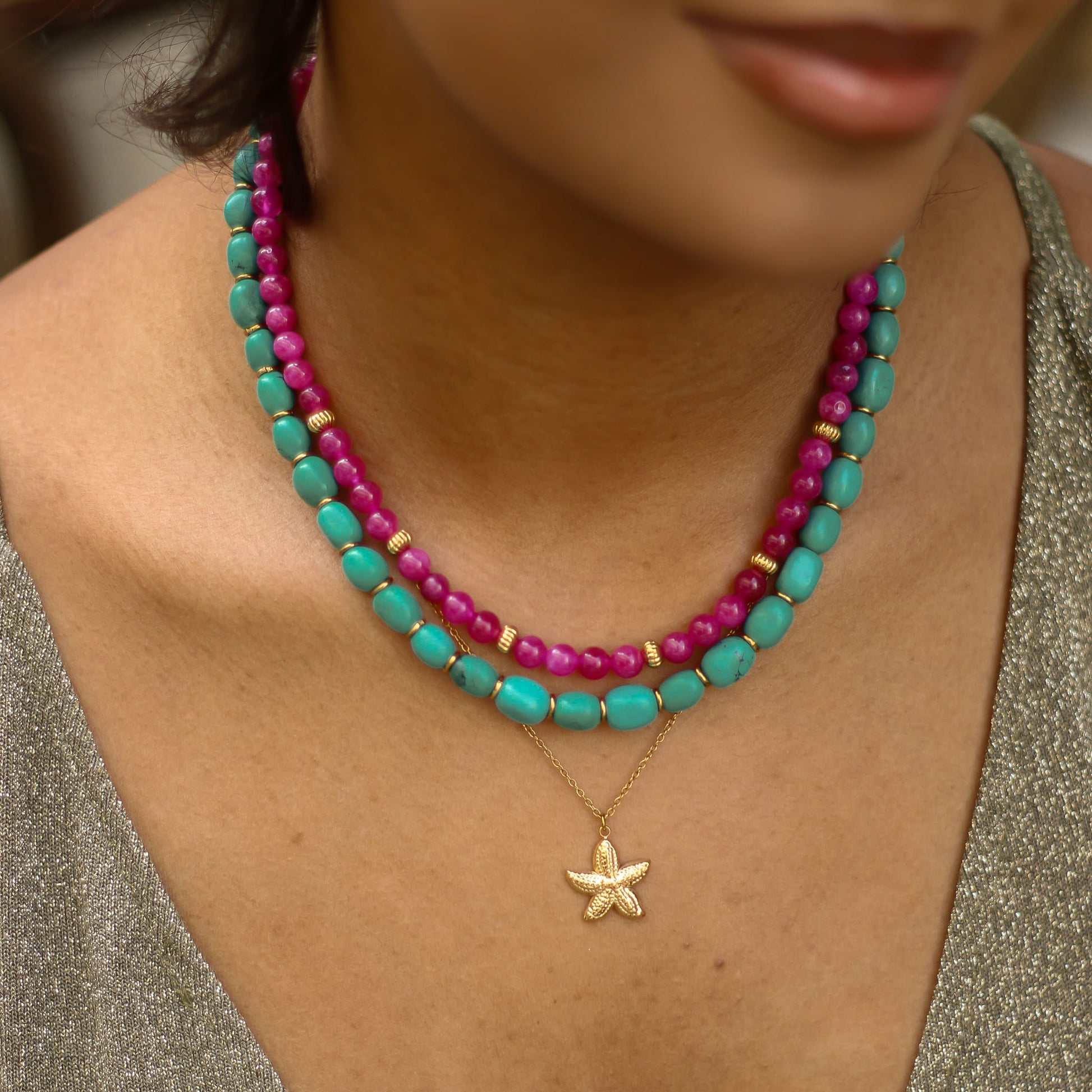 Collier en howlite, création faite main.