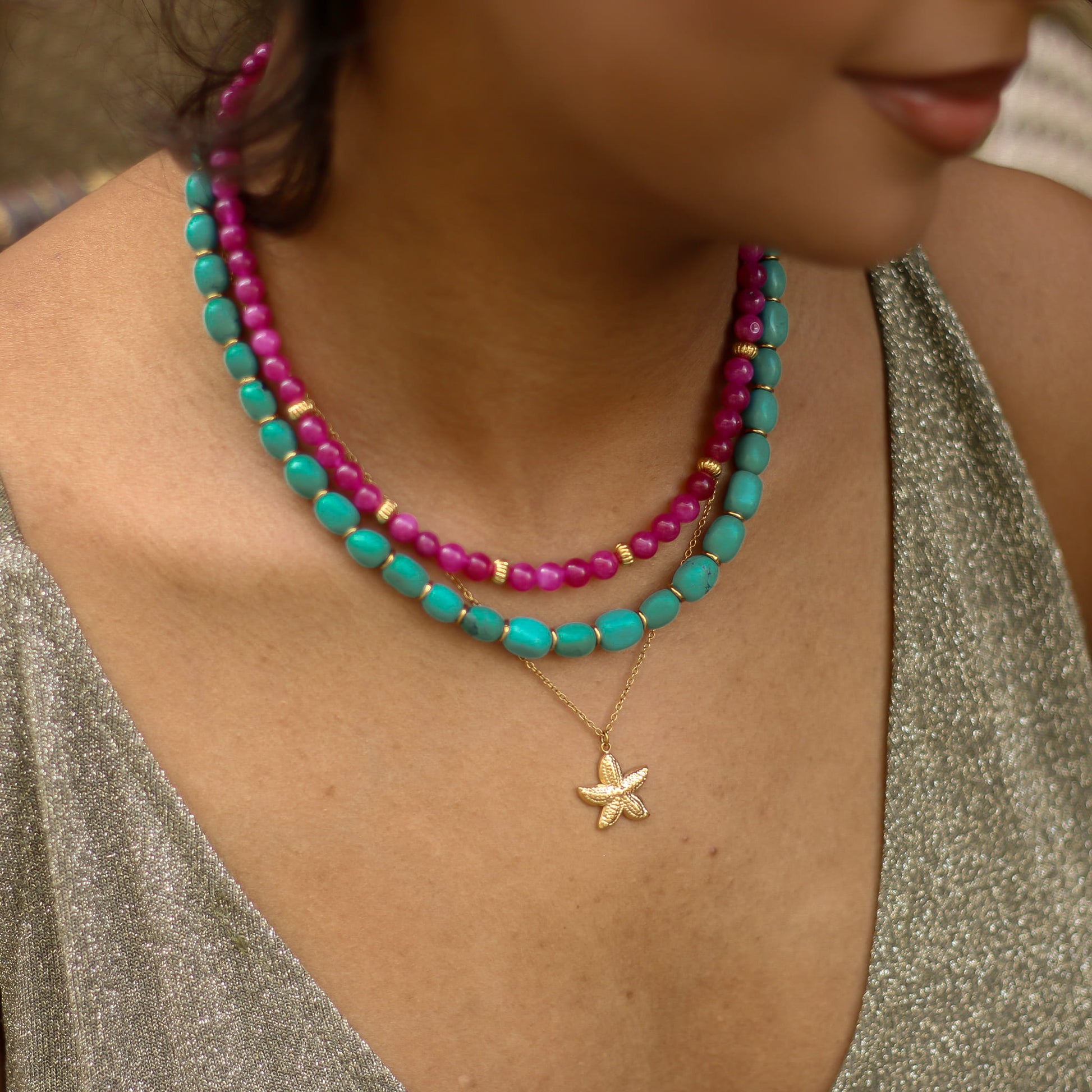 Collier en howlite, création faite main.