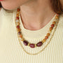 Collier Sunshine Jade Jaune, vue de profil, bijou femme pierres naturelles Mahny.