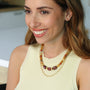 Collier Sunshine Jade Jaune, vue à plat, création Mahny bijoux pierres semi-précieuses.