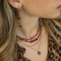 collier de créatrice en acier inoxydable avec une pierre de Jadéite olive naturelle 