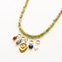 Collier Jadéite Olive gri-gris, détail de la composition, Mahny bijoux pierre fine.