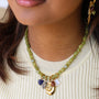 Collier Jadéite Olive gri-gris, détail du fermoir signé Mahny, bijou en pierres naturelles, Paris.