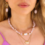 Collier en kunzite sur chaîne acier inoxydable.