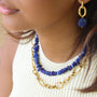 Collier chaîne Lapis Lazuli modulable, vue à plat, Mahny bijoux pierre fine.