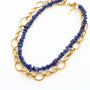 Collier chaîne Lapis Lazuli modulable, détail des pierres, bijou femme pierres naturelles Mahny.