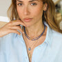 Collier Lapis Lazuli perlé, vue à plat, Mahny bijoux pierres naturelles.
