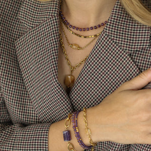 collier en perles de Lépidolite made in France 
