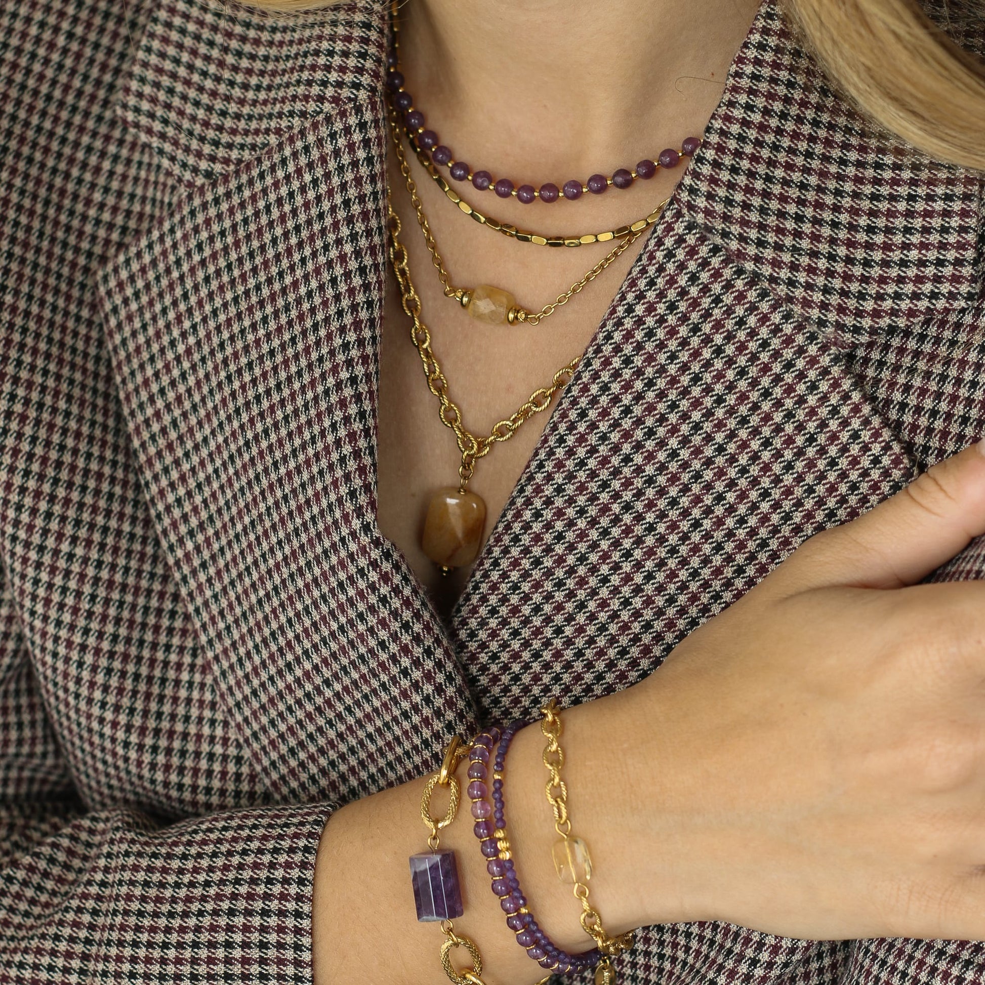 collier en perles de Lépidolite made in France 