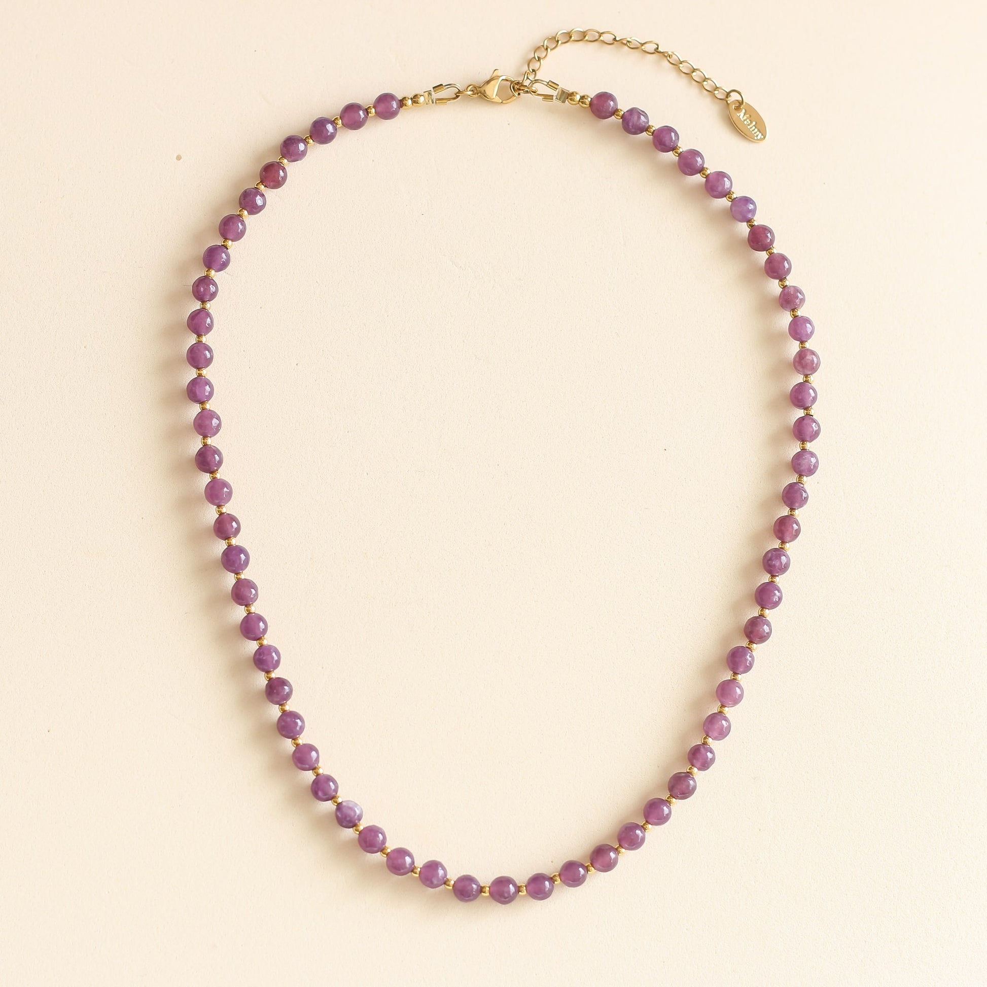Collier Billie en Lépidolite et acier inoxydable, bijou durable