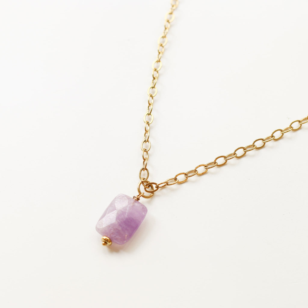 collier long améthyste lavande pierre naturelle