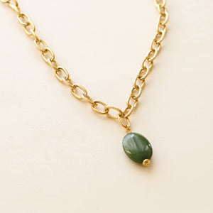 collier fait main en chaine et pierre fine naturelle de Néphrite jade 