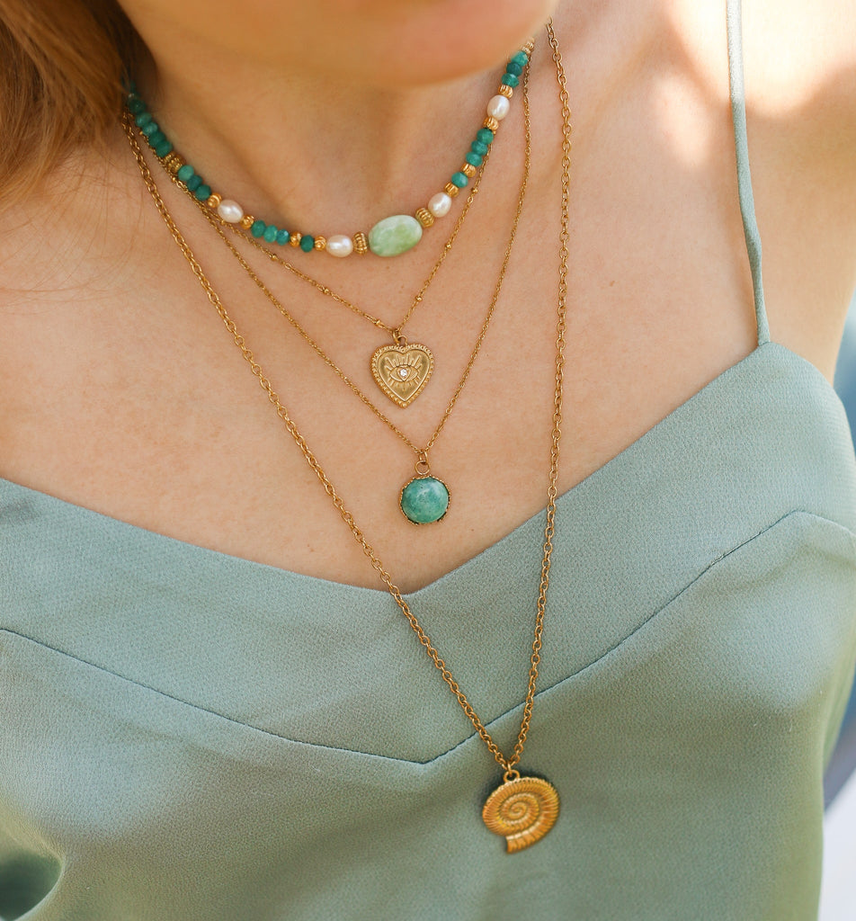 collier angélite perle bleu fait main 