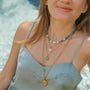 collier angélite perle bleu turquoise vert