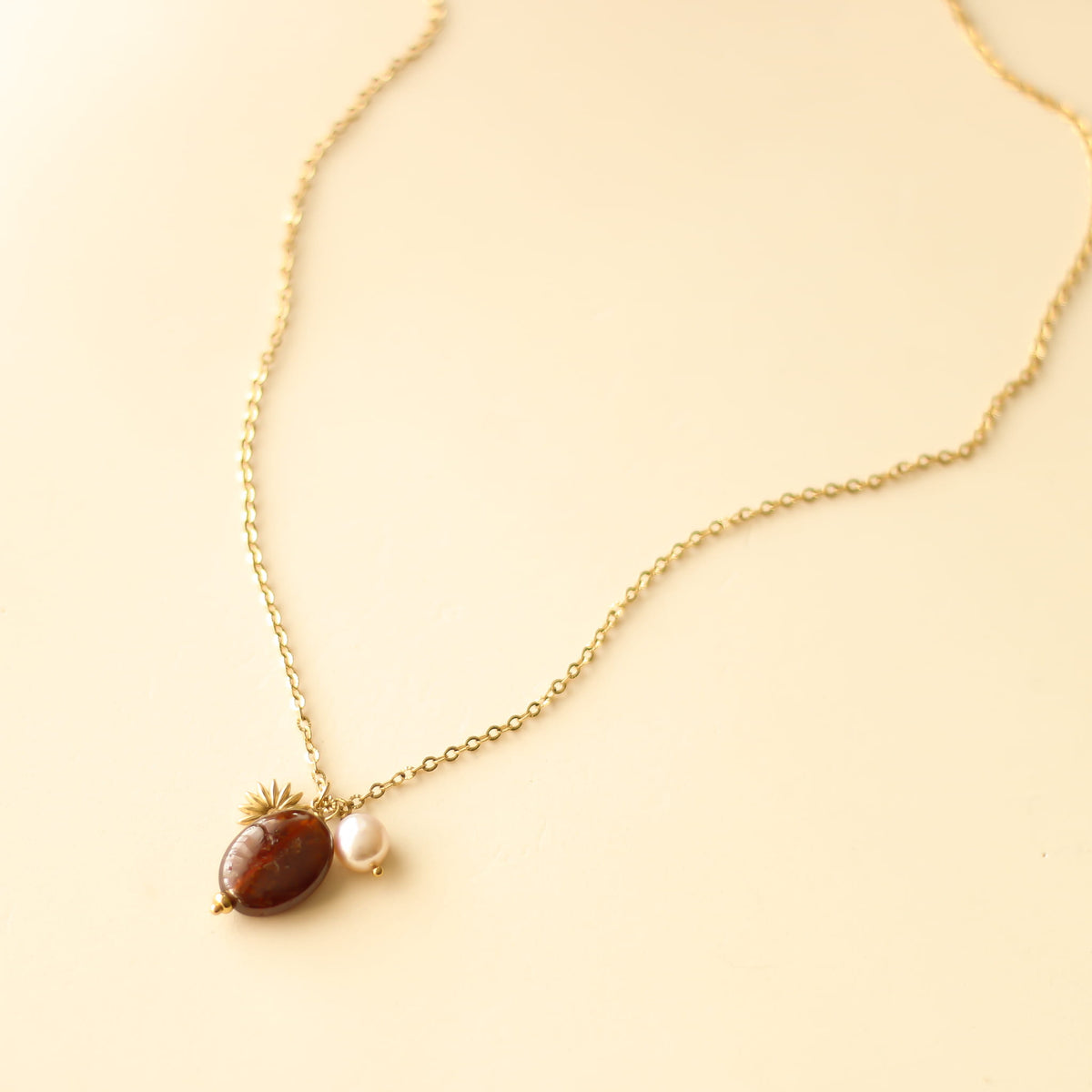Collier Grenat orangé long