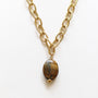 Collier Œil de Tigre chaîne épaisse, Mahny bijoux pierres naturelles.