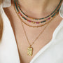 Collier Malachite et Rubis perlé, vue rapprochée, bijou femme pierres naturelles Mahny.
