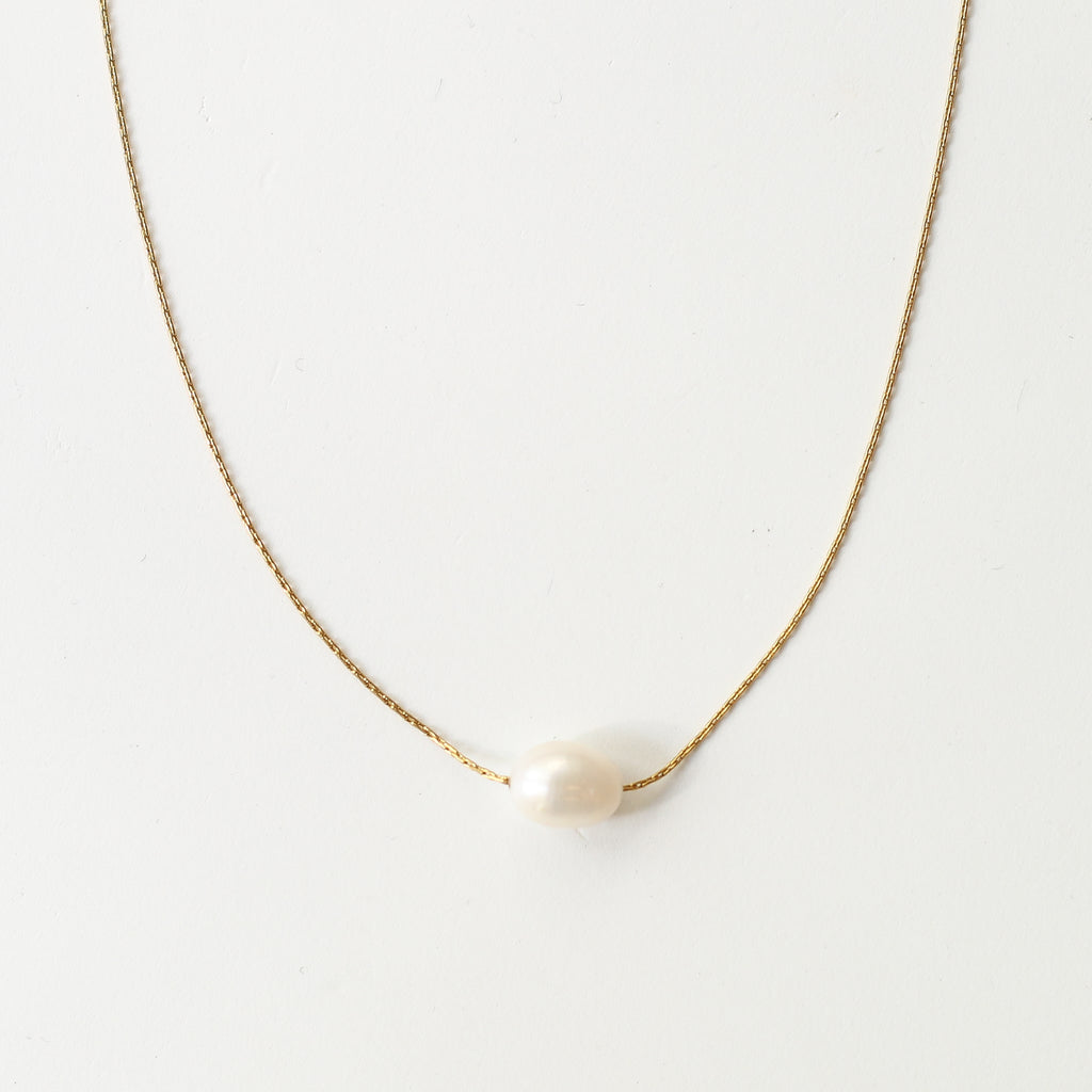 collier fin pendentif perle blanche cadeau