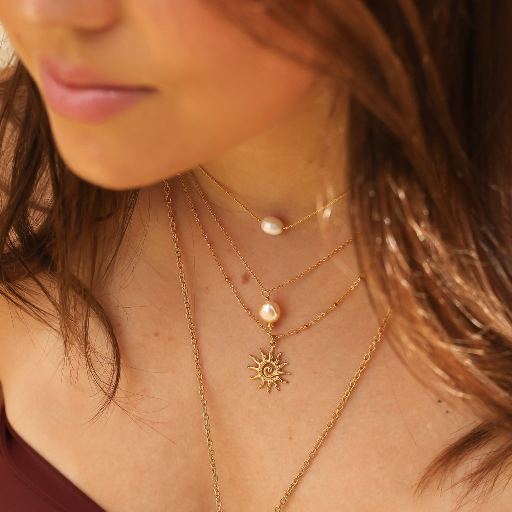 collier fin pendentif perle fait main