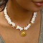 Collier en Nacre et son pendentif soleil été acier inoxydable