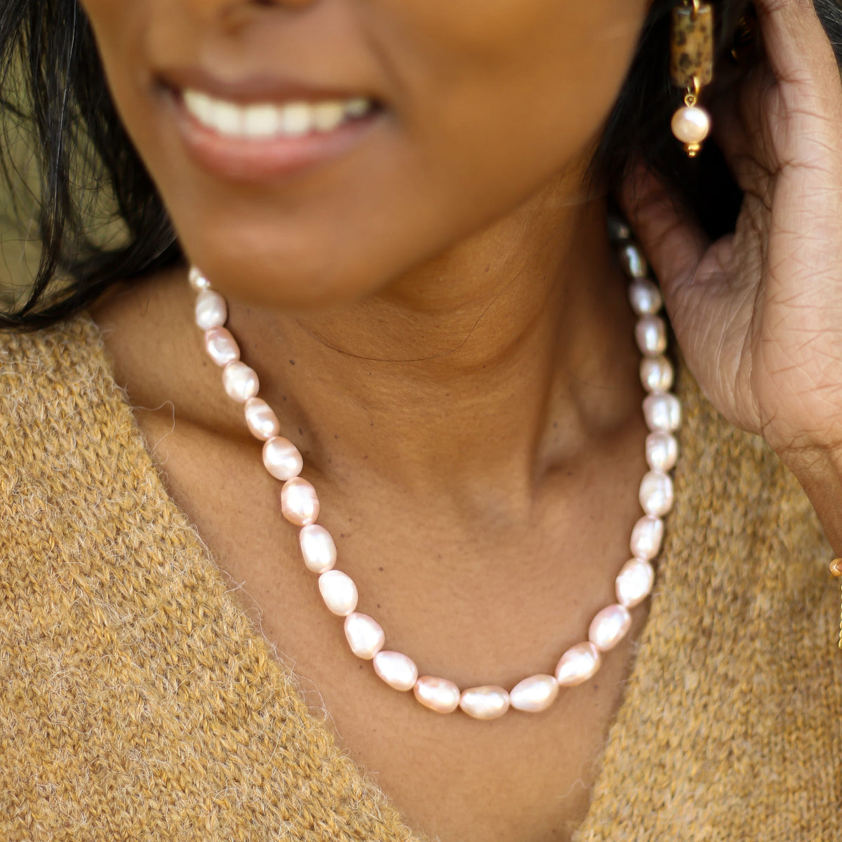 Collier Perles d'eau douce orangées
