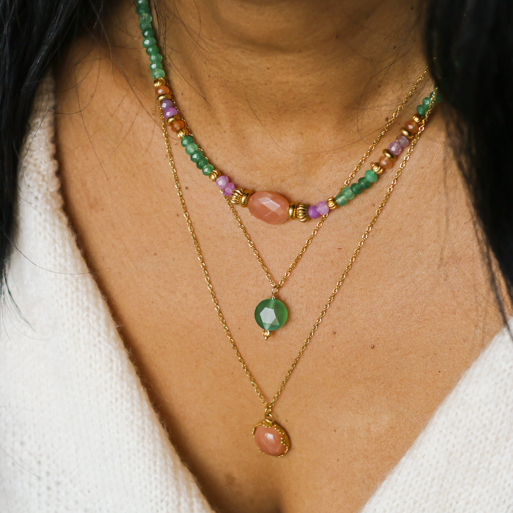 collier pierre lune agate pierre naturelle