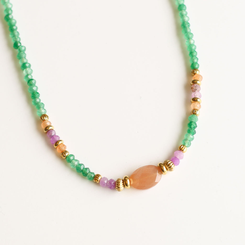 collier pierre lune agate assemblage bijou