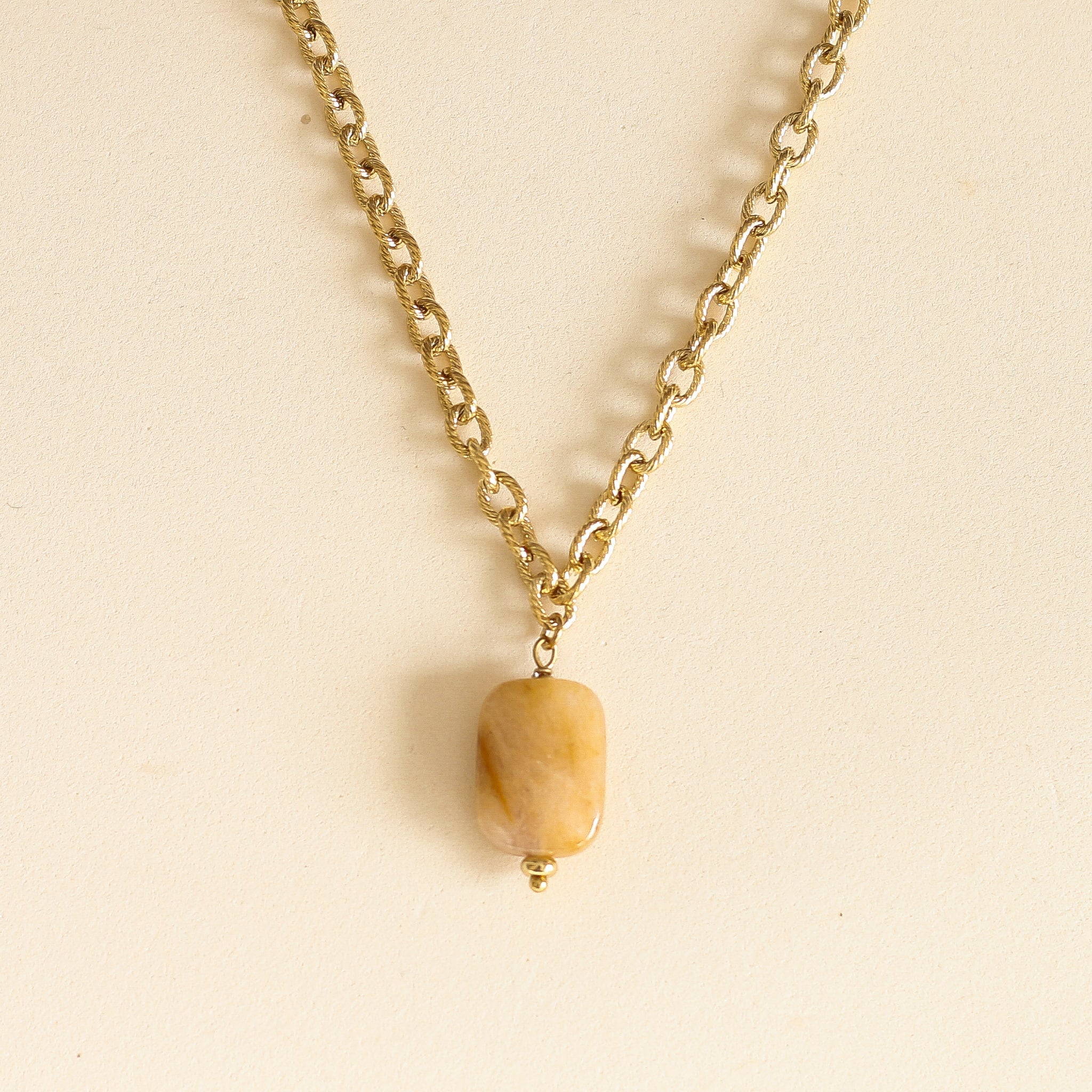 Collier à chaîne épaisse et pendentif en  Quartz Rutile 
