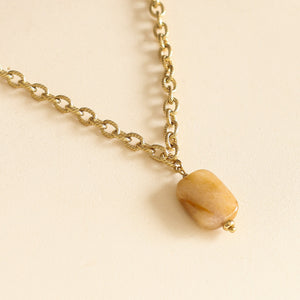 le cadeau pour la fête des mères, collier chaine dorée et Quartz rutile taillé