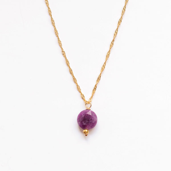 collier scintillant dore lépidolite doré 