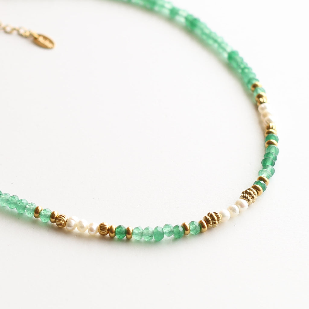 collier femme pierre agate verte 