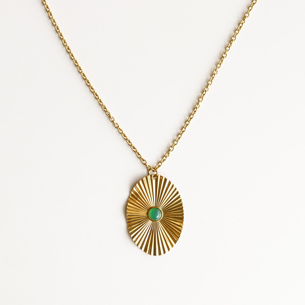 collier sautoir pierre agate verte