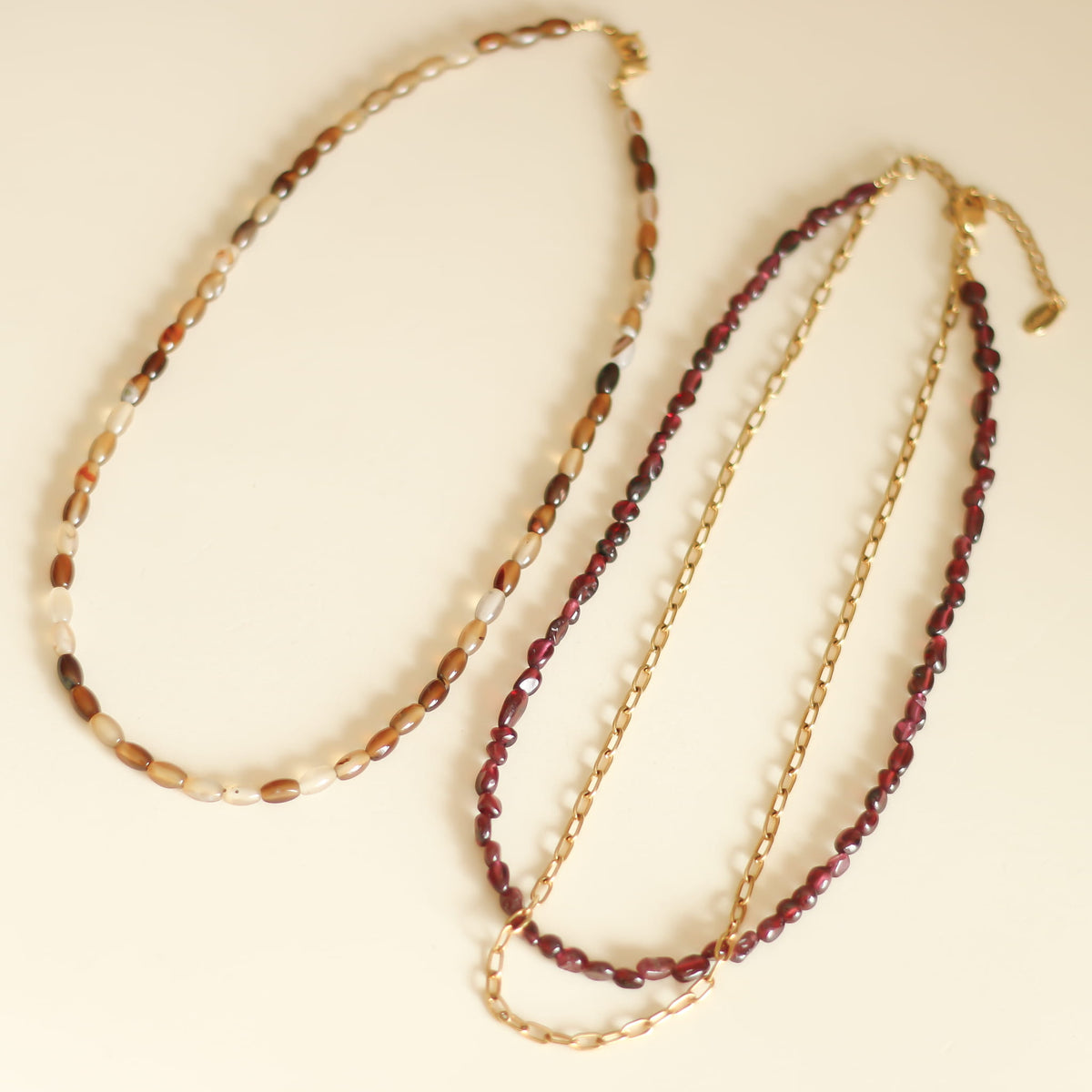 Collier Grenat Agate marron multi-rangs