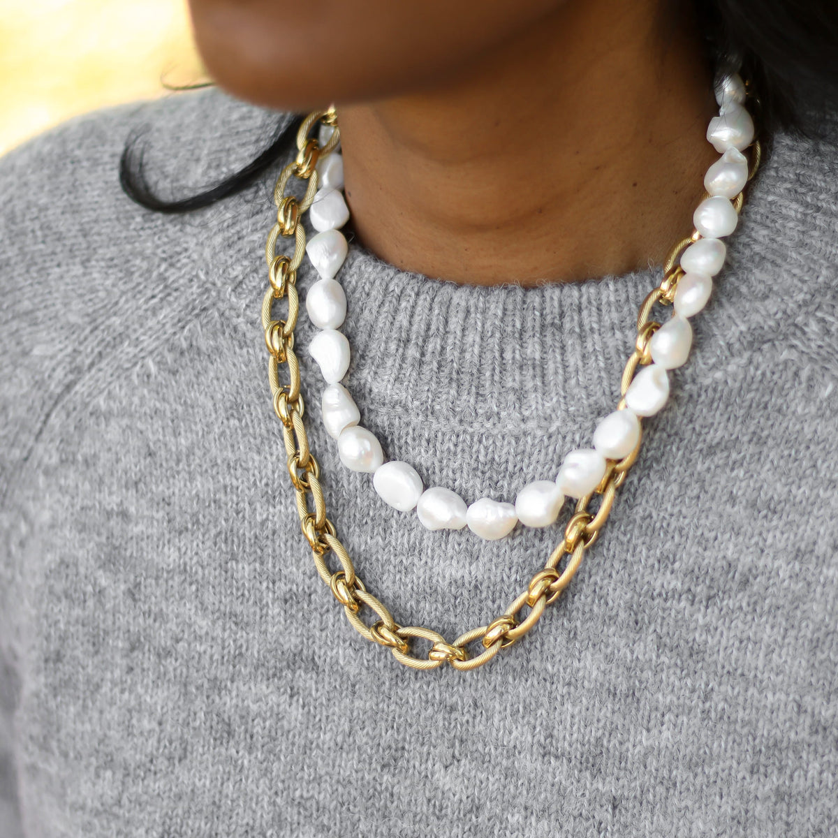 Collier Perles d'eau douce baroque chunky