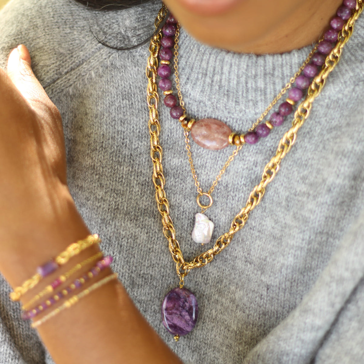Collier Perle baroque anneau