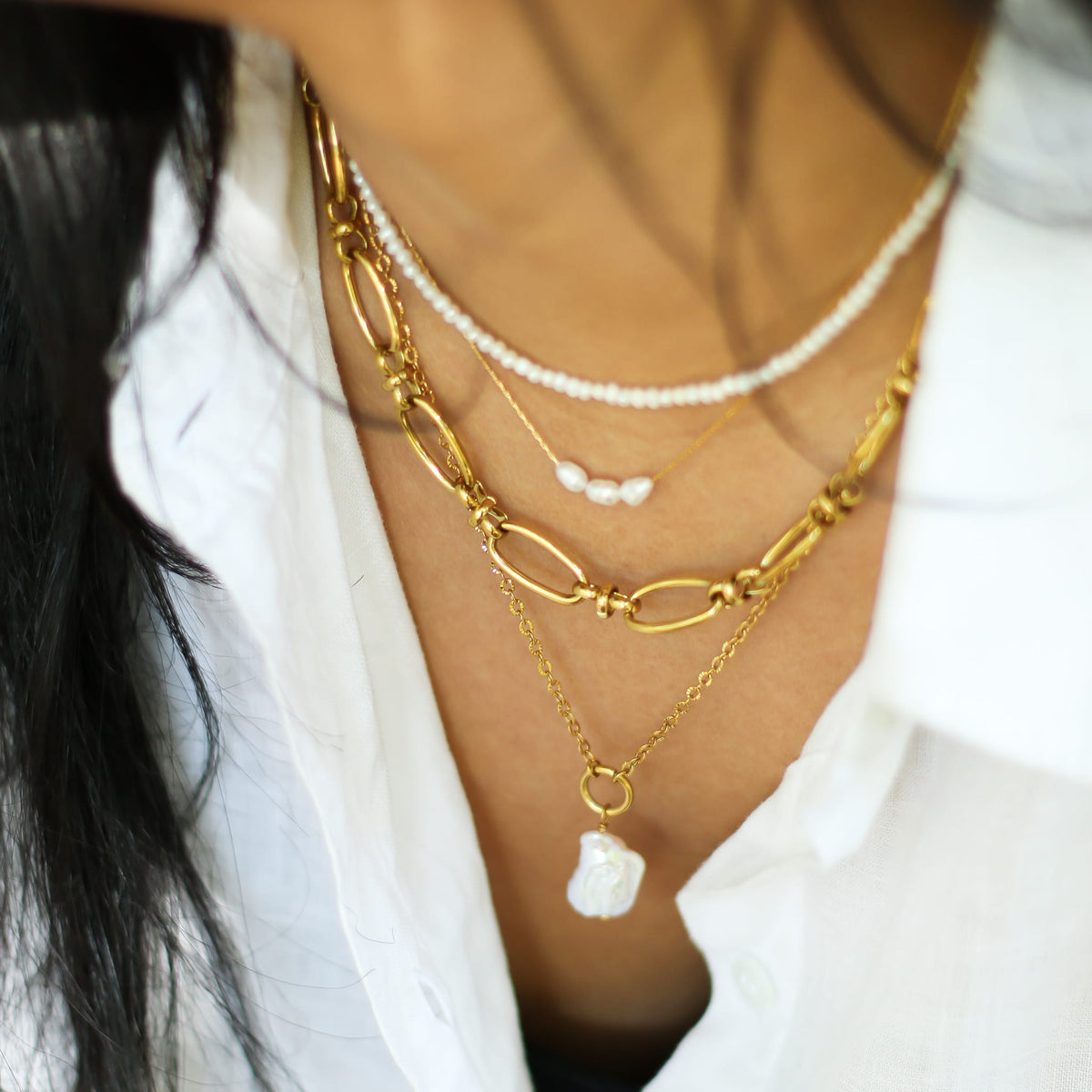 Collier chaîne dorée ovale