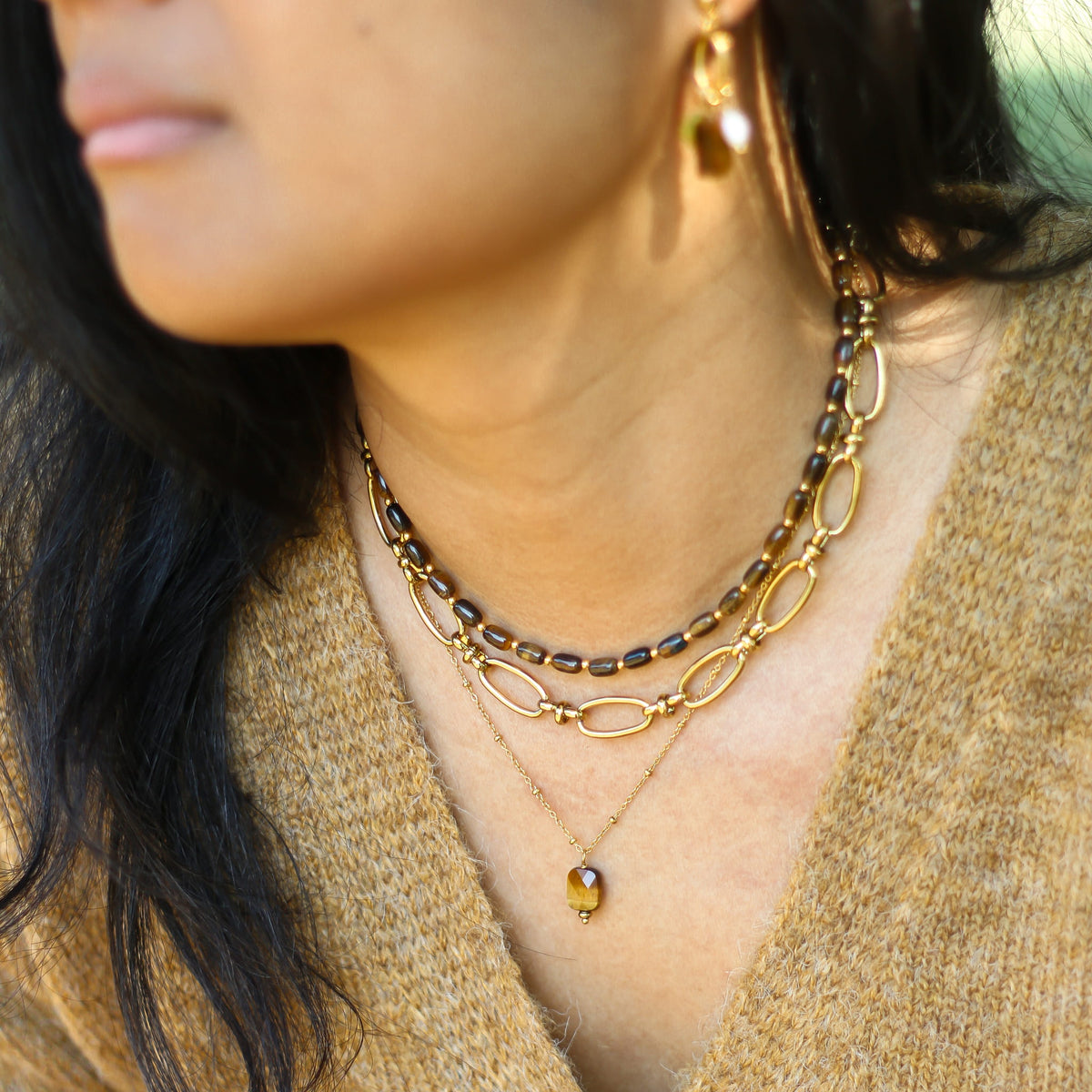 Collier Œil de tigre chaîne fine
