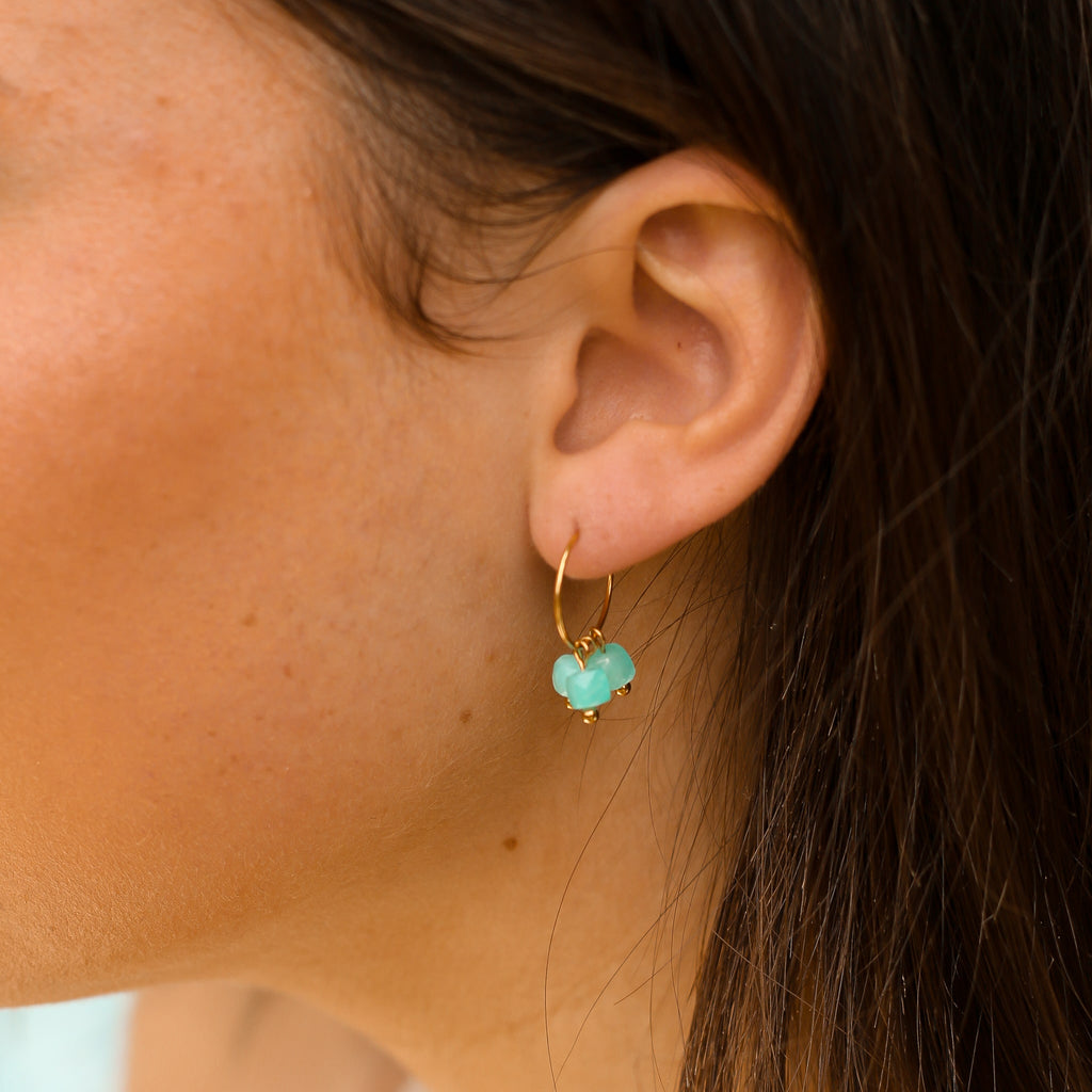 petite créoles amazonite bleu turquoise doré