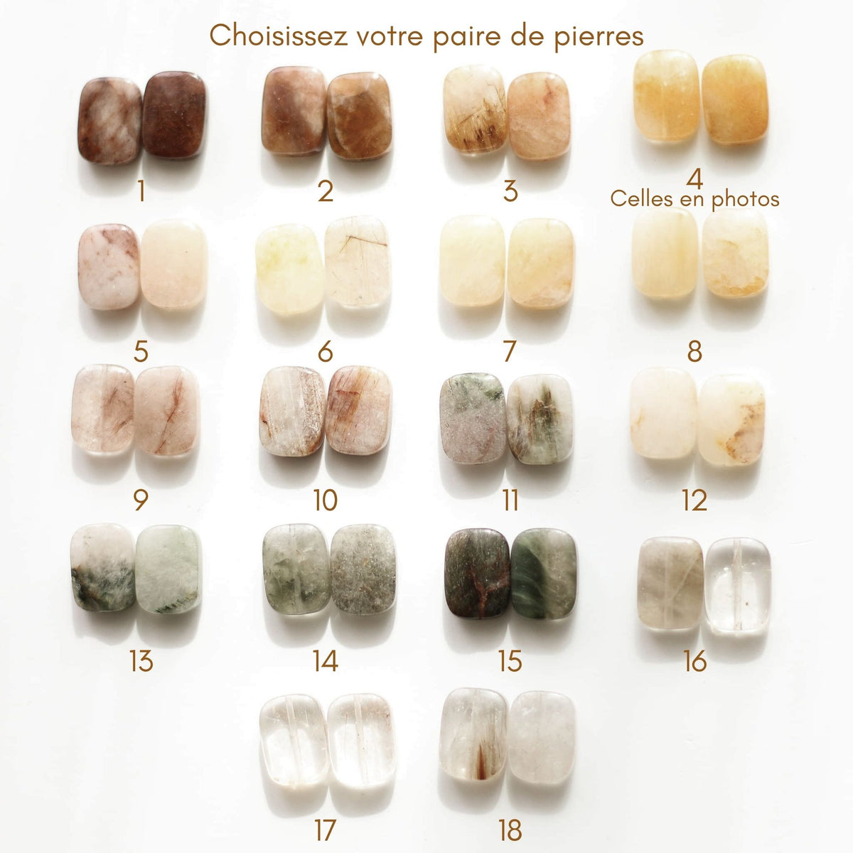 Boucles d'oreilles Quartz rutile chaîne