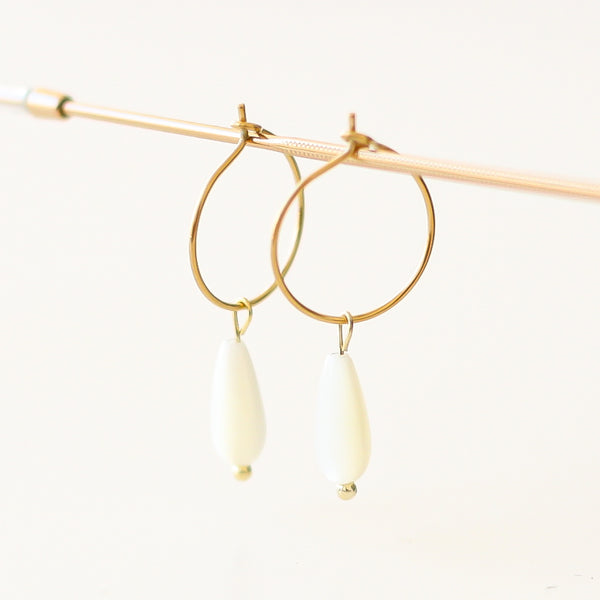 Mother-of-pearl mini hoops