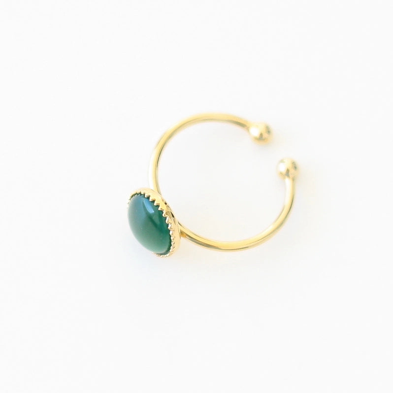 bague créateur agate verte plaqué or dessus