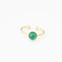 Bague créateur Agate verte plaqué or devant