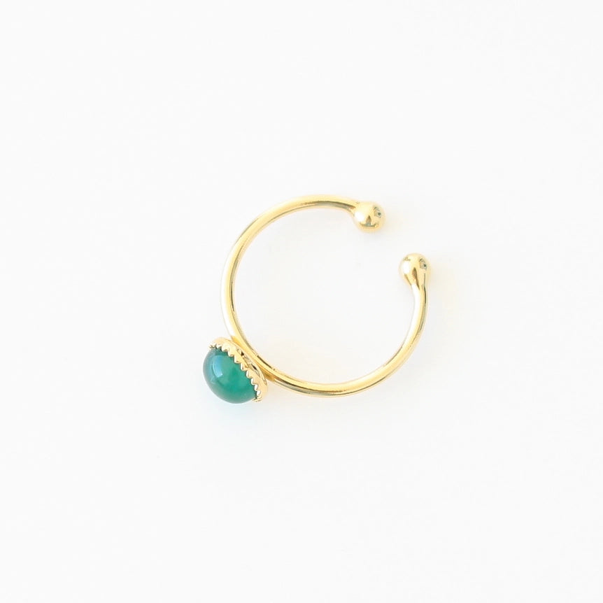 Bague créateur Agate verte plaqué or dessus