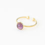 Bague créateur Améthyste plaqué or face