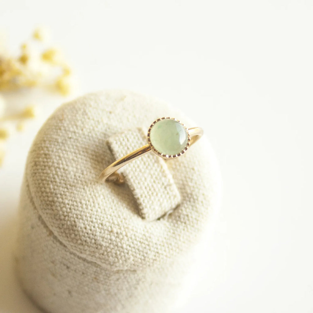 Bague créatrice Aventurine plaqué or reflet
